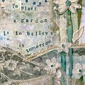 Garden collage with vintage lace and flowers